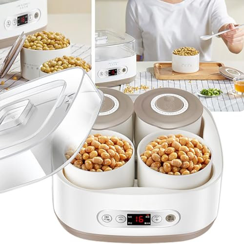 Machine À Yaourt Électrique, Avec Contrôle De La Température Et 4 Récipients En Céramique, Machine À Natto Automatique De 2l Pour Magasin De Desserts À Domicile