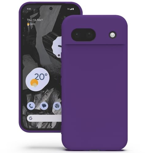 YATWIN Hülle für Google Pixel 8a, Silikon Handyhülle mit Futter, 1mm Kamera und Displayschutz, Dünn & Leicht, Anti Kratzer Case, Viola