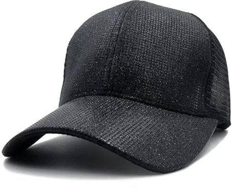 YUEZHAN Herren Kappe Hut Damen Atmungsaktive Pailletten Polyester-Gitter-Mesh-Baseball Kappe Für Frauen Outdoor-Schatten-Korn-Freizeit-Snapback-Hut M(55-58Cm) Lattice Schwarz