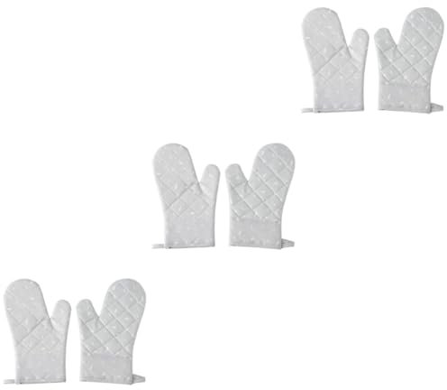 PAMINGONO 3pcs Pair Heat Resistant Baking Gloves Thermal Oven Mitts Pair Insulated Non-slip Silicone Kitchen Gloves Grey