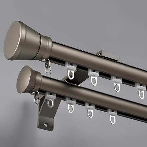 100cm-600cm Vorhangschiene, Raumteiler Gardinenstange Wandhalterung, Gardinenstange Aus Aluminium Für Zimmer Balkone Büros(Champagne,90cm)