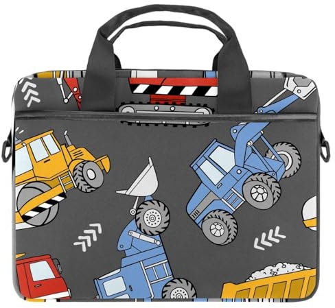 VAPOKF Camion di costruzione Escavatore Laptop Spalla Messenger Bag Crossbody Briefcase Messenger Sleeve per 13 13.3 14.5 Pollice Laptop Tablet Proteggere Tote Bag Caso, Multi, 11x14.5x1.2in