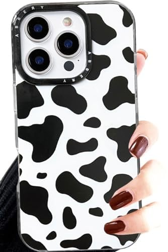 Efitoo for iPhone 16 Pro Case Cow Print Black and White Soft Silicone Cover for Girls & Women, Clear Aesthetic Design, Shockproof & Protective (for iPhone 16 Pro)