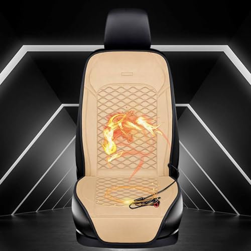 mlhk Sitzheizung Auto Auflage 12v ZigarettenanzüNder Heizkissen Für Autositz 12v Pkw Autositzauflage Beheizbar Heizkissen 12v Auto Camping Heizdecke,beige-1Sitz