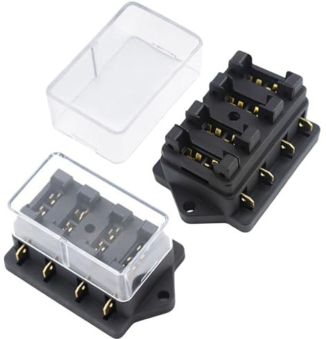 2 KFZ Sicherungskasten Sicherungshalter 4-Fach: 12 V Sicherungskasten mit 4 Sicherung 5A/10A/15A/20A für DC 12V / 24V Auto Boot LKW VAN SUV Marine Fahrzeug
