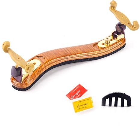Ecotown Premium Ahornholz Schulterstütze für Violine 3/4 & 4/4 | Premium Ahornholz, für 13–14 Bratschen, mit Kolophonium & Dämpfer, weiche Polsterung, ergonomisches Design