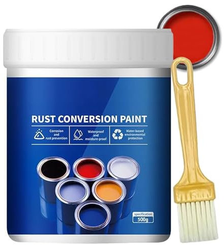 Peinture convertisseur de rouille résistante aux intempéries pour métal, inhibiteur de rouille en métal à base d'eau, divers métaux (rouge, 0,5 litre)