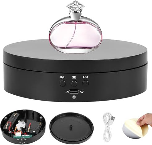 GBKDQQ Drehteller Elektrisch, Displayständer Elektrischer 13.8 CM Drehbarer Präsentationsständer Drehscheibe Elektrisch 360-Grad-Drehteller für Fotografie-Produkte, Schmuck, Uhr, 3D-Modelle