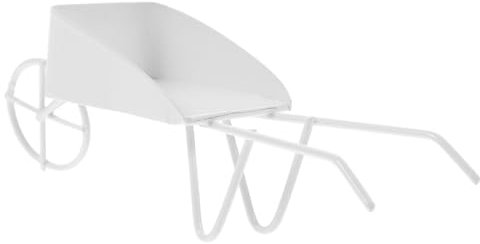 NUOBESTY Simulierter Retro Schmiedeeisenwagen Garten Kleine Mikro Schubkarre Puppe DIY Winzige Kleine Miniatur Vintage Metall Mini Schubkarre Weiß