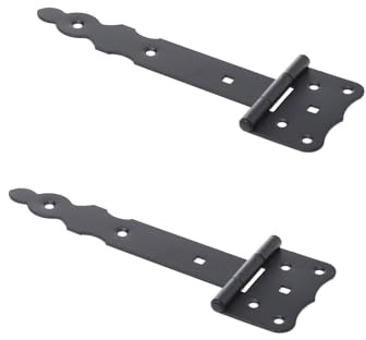Aqbau® 2er Set Kreuzgehänge, Ladenband Scharnier, Türscharnier aussen, Torscharnier, Scharniere für gartentor, Torbänder, Türschaniere Holztür Außen (Schwarz (Pulverbeschichtet), 250 mm)