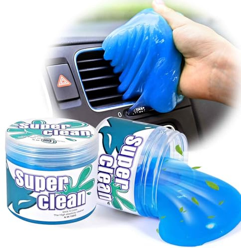 Lot de 2 gels de nettoyage, pâte gluante pour voiture, outils de détails automobiles, parfum universel, nettoyant réutilisable pour intérieur de clavier, suceur de poussière pour grille d'aération