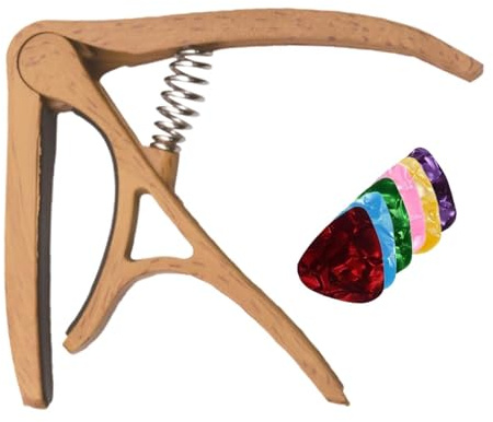 Gitarren-Capos Präziser, einstellbarer Stimmgerätclip | E-Gitarrenkapodaster mit 6 Plektren für Musikübung Aufführung Bühne Studio Reisen Zuhause Anfänger Männer