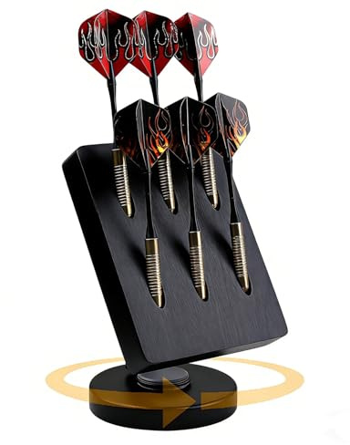 Enjoyard Drehbarer Darthalter aus Holz – Desktop-Aufbewahrungsständer für 6 Dartpfeile aus Stahl und weicher Spitze, Organizer-Koffer mit rutschfester Basis für Spielzimmer, Bar, Büro (Schwarz)