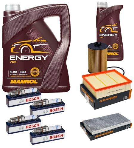 EISENFELS Inspektionspaket enthält 6 Liter Motoröl Energy 5W-30 Ölfilter Luftfilter Innenraumfilter Aktivkohlefilter Zündkerze für A-Klasse W169