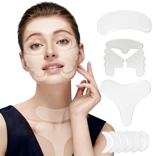 Xstary 11 Pièces Patch Silicone Cicatrice, Réutilisables, Matériau PU, Patchs Lissants pour les Soins de la Peau du Contour des Yeux, pour des Soins Raffermissants Et Hydratants de Jour Comme de Nuit