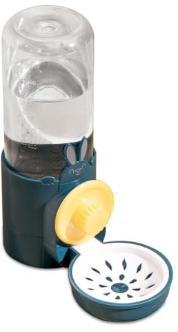 Rabbit Water Bottle, 500 ML Rabbit Food Dispenser, Bunny Water Bottle No Drip for Cage, Automatic Feeder Hanging Water Dispenser for Small Animal Dog Cat Rabbit Guinea Pig Ferret(Dark Blue)