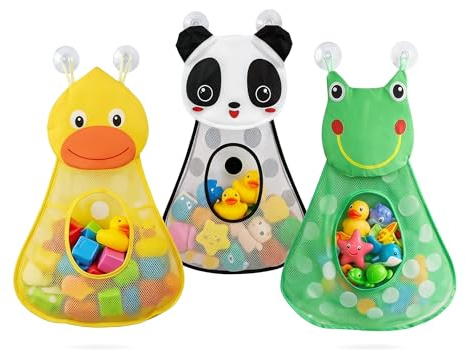 3 Pack Bath Toy Storage Bag Toy Storage Organiser Three | Stoff Cartoon Designs Convenient Bath Plaything Net for Girls Boys Bath Time