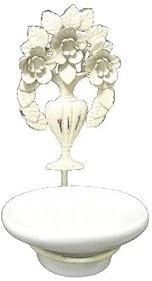 L'Héritier Du Temps Porte Savon Motif Feuillages à Fixer ou Support à Savonnette Mural en Fer et Céramique Patiné Blanc 11,5x14x23cm