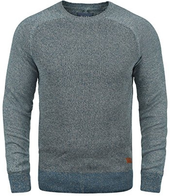 Blend BHGandolf Herren Strickpullover Feinstrick Pullover mit Rundhalsausschnitt 100% Baumwolle Regular fit, Größe:L, Farbe:Ensign Blue (70260)