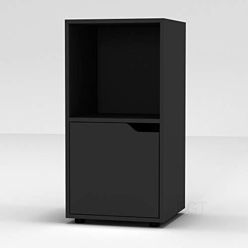 URBNLIVING Wooden Black 2 Cubed Bookcase With 1 Black Door