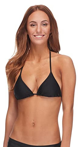 Body Glove Women's Smoothies DITA Solid Triangle Slider Bikini Top Swimsuit, Black, Medium