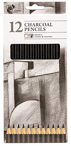 Chiltern Arts Pack Of 12 Charcoal Pencils Draws Tones & Shades