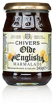 Orangen Marmelade - mit grob geschnittener Orangenschale, dunkel & herb, Chivers, 340g