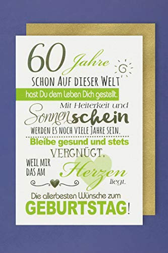 60 Geburtstag Karte Grußkarte Sonnenschein Foliendruck 16x11cm