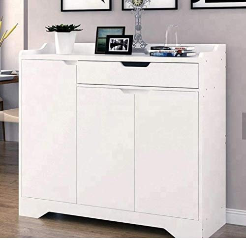 Shoe Cabinet Shelves Hallway Storage Footwear Rack Cupboard Stand With 1 Drawer HYGRAD® (White, Large)