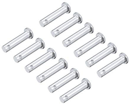 sourcing map 12 Stück Einloch Flachkopf Gabelkopfstifte Gabelbolzen, Verzinkung Massiver Stahl,6mm X 20mm