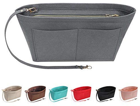 Soyizom Filz Handtasche Organizer Geldbörse Organizer Filz Insert Bag Organizer Multi-Taschen Einkaufstasche in Tasche für Frauen (X-Large,Grau)