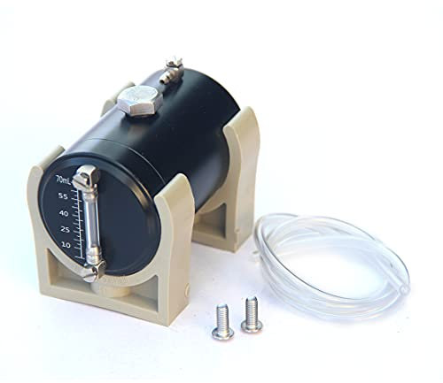 Elroy369Lion 70ml Metal Oil Tank Fuel Container for Engine Model Gasoline Powered RC Cars Boats, Oil Level Display, 2 x 4mm Oil Pipe