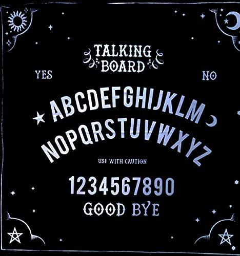 Altar Tarottuch Karten Wahrsagung Spezial Tischdecke Hexerei Zimmer Wanddekoration Dreifache Göttin mit Pentagramm Tentakel Sonne Karte Tisch Tapisserie Schwarz (Ouija Talking Board, 66 x 66 Zoll)