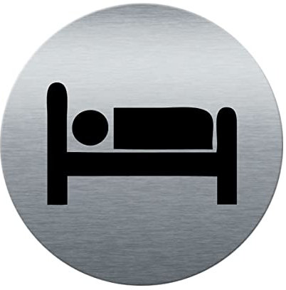 AUA SIGNALETIQUE - Plaque de porte Aluminium brossé imprimé AluSign Ø 85 mm - épaisseur. 3 mm - Double Face adhésif au dos (Chambre)