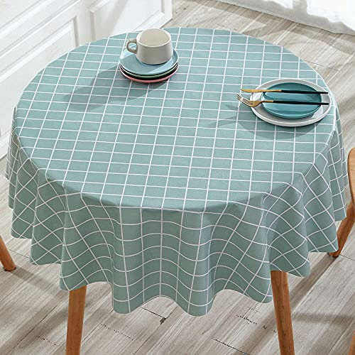 Qkoimpnrd Tisch Decke aus Premium Rechteckige Anti Heißes PVC Tischabdeckung Gartentischdecke für Gastronomie Feste Party Hochzeiten Blaugrau 120cm Durchmesser Rund