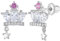 In Season Jewelry 925 Sterling Silber Weiss-Pink Cubic Zirkonia Prinzessin Kronenohrringe Set Mit Schraubverschluss Für Junge Mädchen Und Pre Teens Königlich Und Party Kleidung