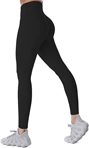 Sunzel Sunzfly Leggings Damen mit Bauchkontrolle Blickdicht Yogahose Sporthose für Gym Fitness Workout Schwarz XXL