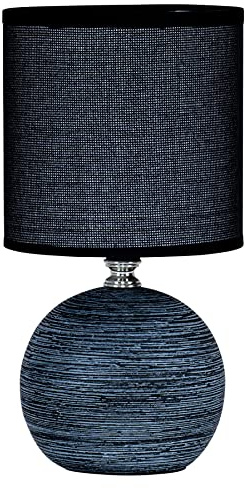 levandeo Tischlampe Keramik H26cm Anthrazit Rund Licht Lampe Nachtlampe Nachttischlampe Deko Shabby Chic Landhaus