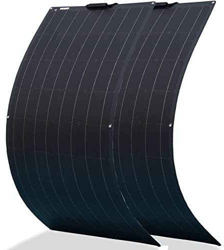 Wttfc 200W 18V Panneau Solaire Souple Module Photovoltaïque Monocristallin Panneau Solaires Flexibles Chargeur Solaire pour Batterie 12V, Camping-Car, Caravane, Bateau, Cabine, Surfaces Inégales