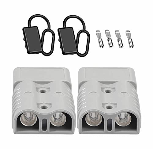 Bohaner Anderson Connector 50A/175A 24V/600V Battery Quick Disconnect Connector with Hard rubber boot caps Modular Power Connectors Anderson plug Quick Plug Kit (Grey 50A + Rubber caps)