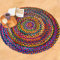RAJRANG BRINGING RAJASTHAN TO YOU Reversible Baumwolle Chindi Teppiche 4ft Round Hand gewebtes Multi -Farben Boho Bohemian Fläche Teppiche