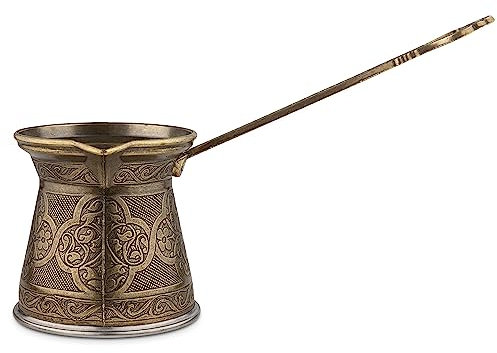 Alisveristime Autentica caffettiera turca, fatta a mano Cezve/Ibrik, larghezza 8 cm, altezza 8 cm, 383 g, migliora la tua esperienza di caffè ora (4 tazze) (verde antico)