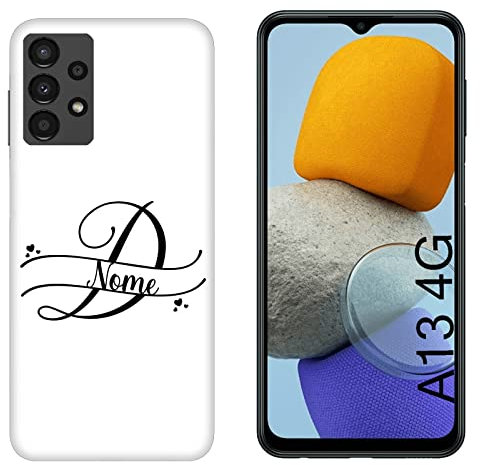 Hulle Schutz kompatibel mit Samsung Galaxy A13 4G Monogramm-Schriftzug Name DREI kleine Herzen Buchstabe D mit kleinen Herzen/Druck auch an den Seiten/Phone Hard Snap on Anti-Rutsch Anti-Scratch S