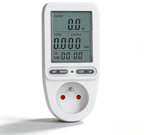 Telituny Stromzähler für Steckdose, Digitales Energiekostenmessgerät Digitalanzeige Wattmeter Stromzähler, Leistungsmesser mit LCD-Display, Stromkosten Kontrolle, für Haus Büro