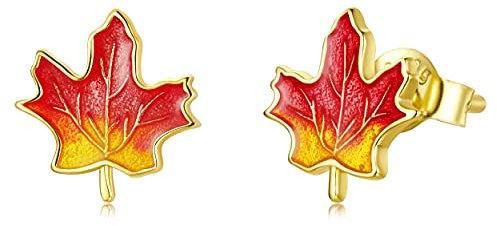 Ahornblatt Ohrstecker 925 Sterling Silber Ohrringe Winzige Blatt Knorpel Ohrringe Thanksgiving Ohrringe Weihnachts Ohrstecker für Damen Mädchen