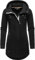 Ragwear Damen Leichter Fleece-Übergangsmantel lang windabweisend mit Kapuze Letti Fleece Black Gr. 3XL