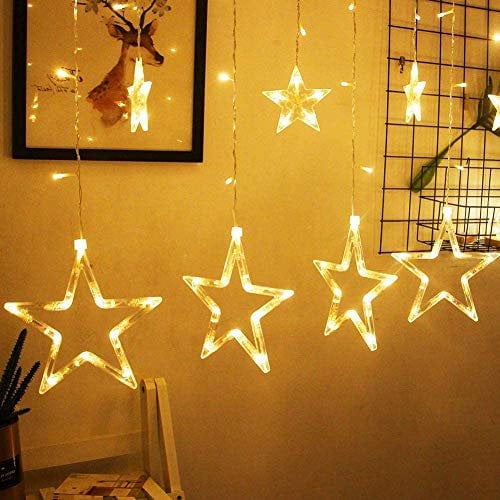 Kaliwa Cortina de Luces Pilas Decoracion Navidad 138 LED Guirnalda Luces Interior y Exterior IP44 Impermeable【Clase Energética A+++】(Blanco Cálido, 2,5M)