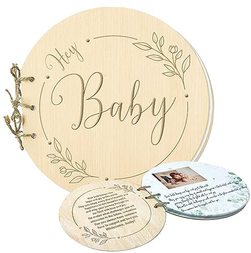 Gästebuch Babyparty, 80 Seite Babyparty Gästebuch, Babyshowerparty Deko Junge Mädchen Hölzern Gästebuch, Andenken Geschenke für Frischgebackene Eltern, Babyparty Spiele