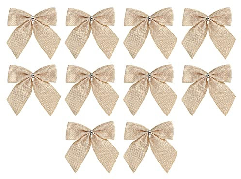 IUNSER 10 STÜCKE Weihnachtsbögen Bögen Stoff Weihnachtsbaum Girlande Zubehör Dekoration Party Party Dekorationen Veranstaltungsstühle 50er Pack (White, A)