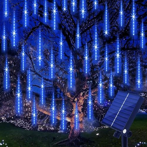 SenoKiss Solar Meteorschauer Regen Lichter aus 11.8 Zoll, 8 Röhren & 240 LEDs, Lichterkette Meteor-Effekt mit für Xmas Baum Party Garten Hochzeit Urlaub Dekoration